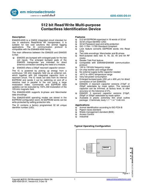 512 bit Read/Write Contactless Identification Device 